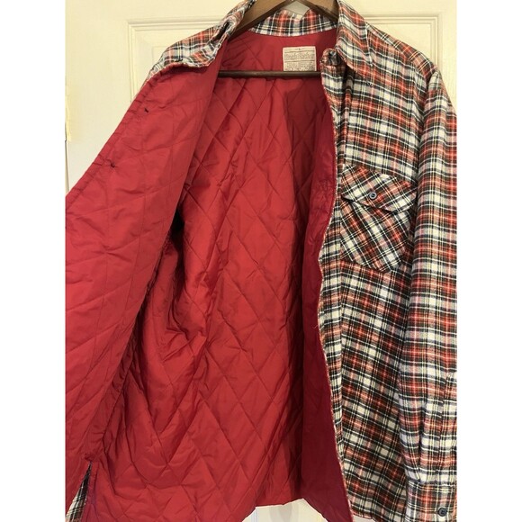 Back Packer Quilted Flannel Shirt Jacket – Red Plaid Shacket – Size L – Vintage - Picture 3 of 7